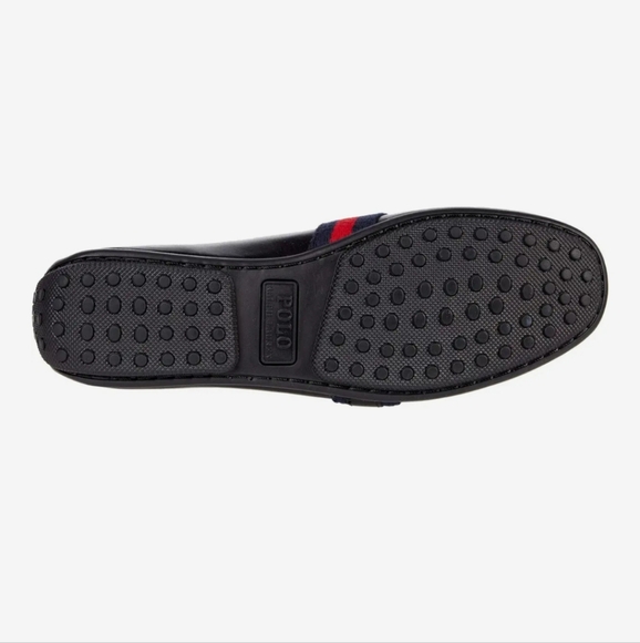 Polo Ralph Lauren Leather Riali Men's Black Loafers w/ Red and Blue Accents NWOT - Picture 5 of 8